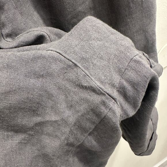 Len Ok Gray Linen Elastic Waist Shorts XXXL Relaxed Fit Coastal Lagenlook Boho - Picture 6 of 8